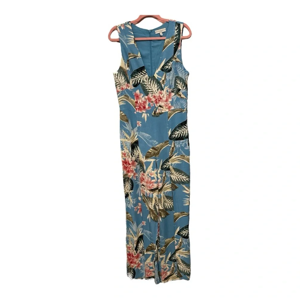 Guess Women's Bombay Jumpsuit Voyager Palm Print Blue‎ - Size 10 NWT